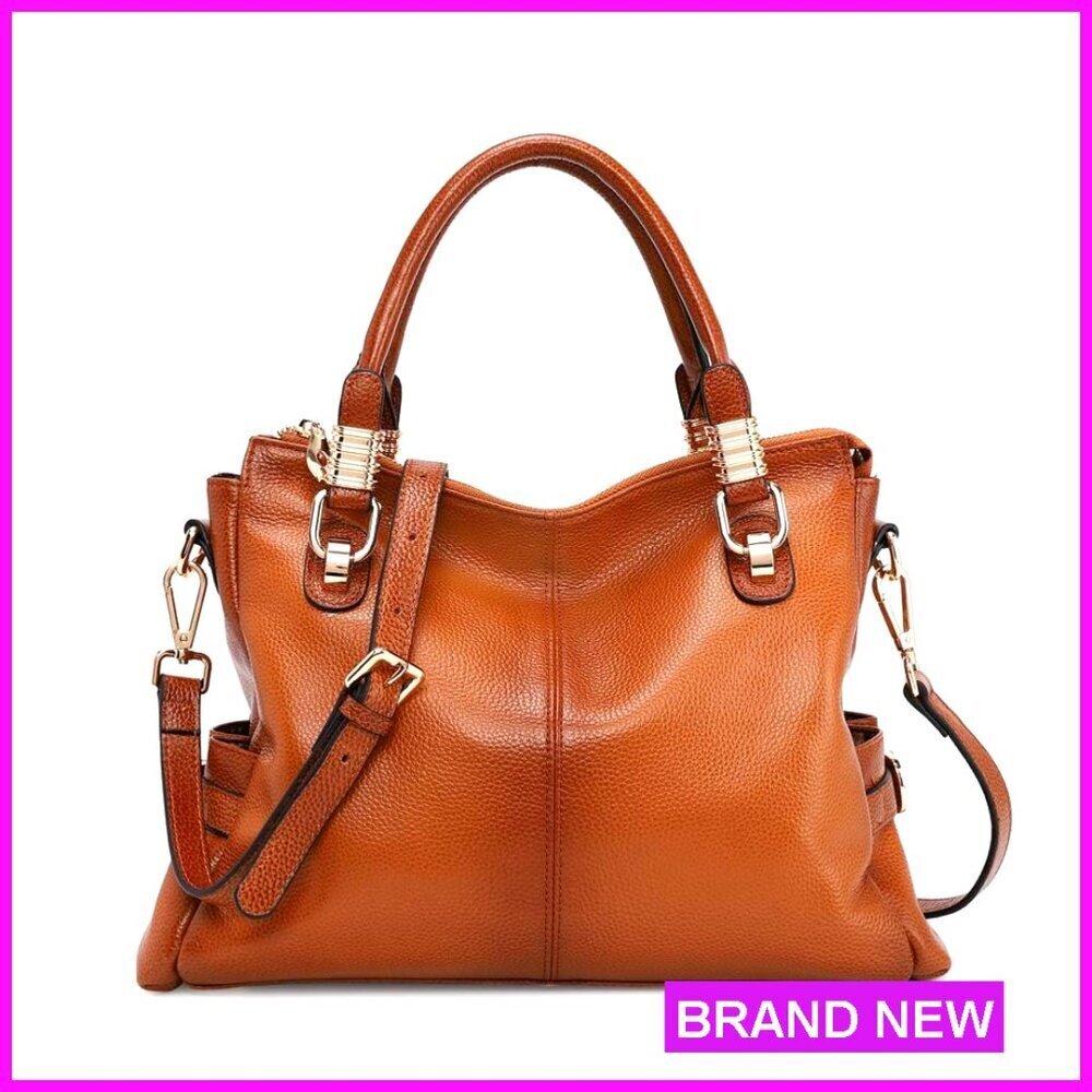 Genuine Leather Tote Shoulder Bag Satchel Purse Multi-Way Carry
